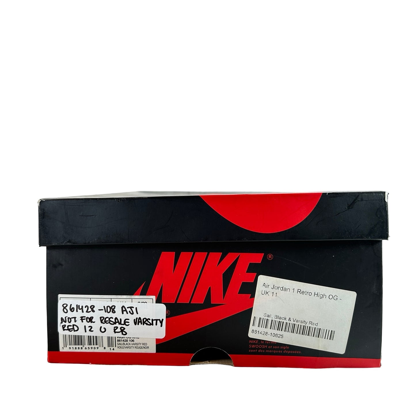 861428 108 Jordan 1 Retro High Not for Resale Varsity Red [USED] - 12 M (Used) (Replace Box)