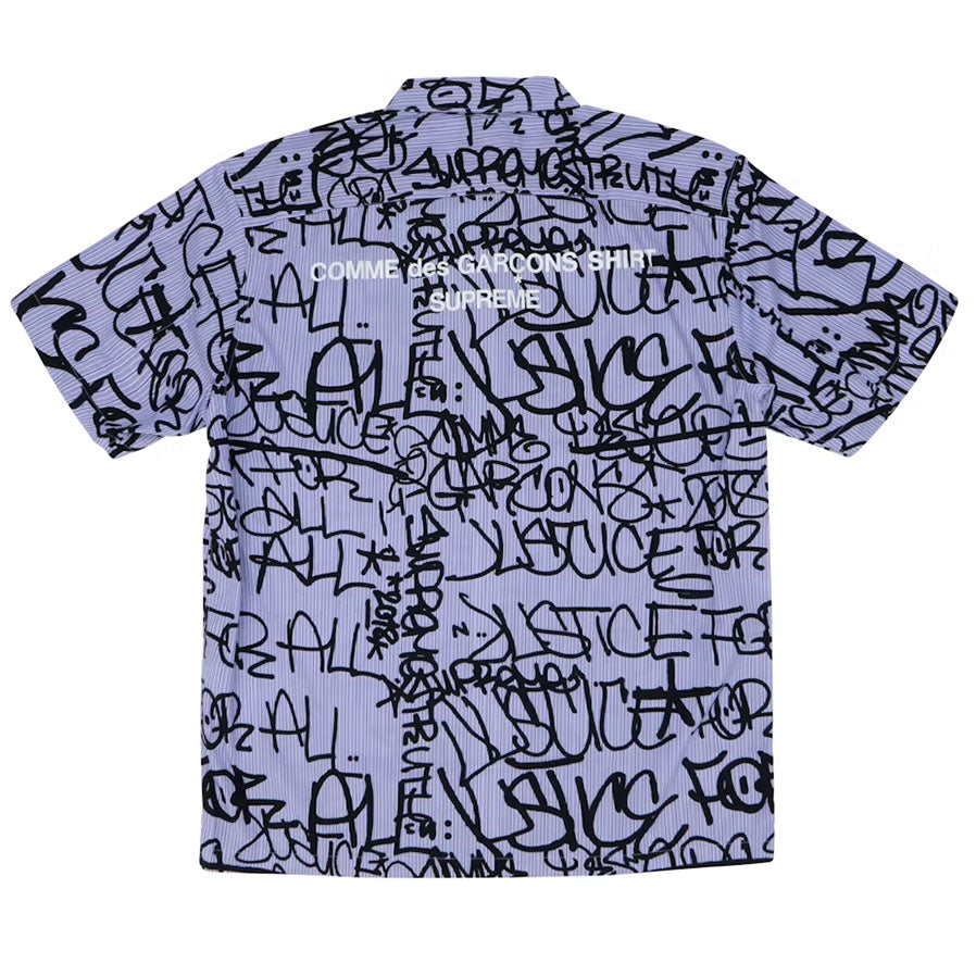 Supreme Comme des Garcons SHIRT Graphic S/S Shirt Blue Stripe [USED] - M (Used)