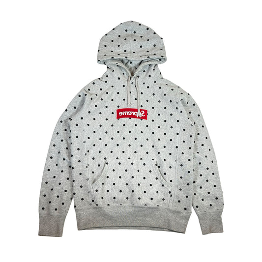 Supreme x Comme des Garçons SHIRT Polka Dot Box Logo Hooded Sweatshirt Heather Grey [USED] - S (Used)