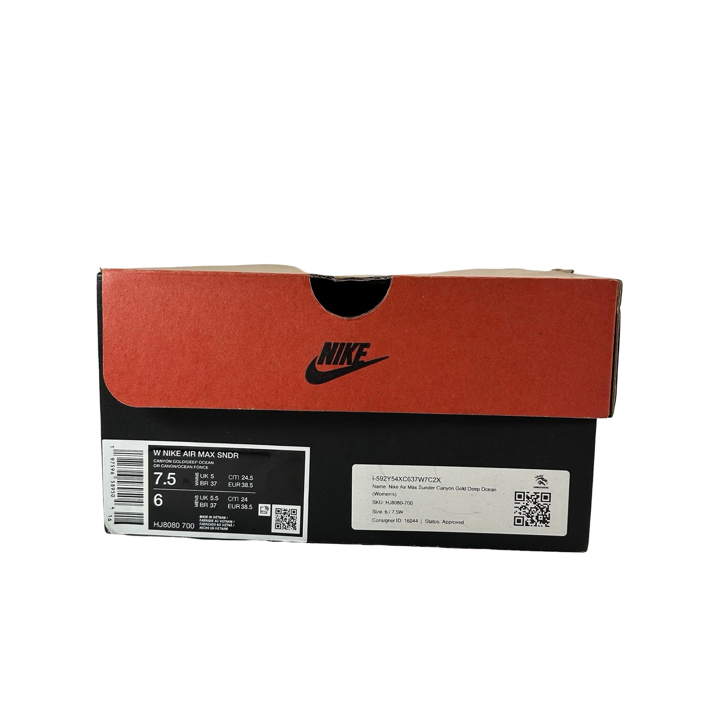 HJ8080 700 Nike Air Max Sunder Canyon Gold Deep Ocean (W) [USED] - 7.5 W (Used)