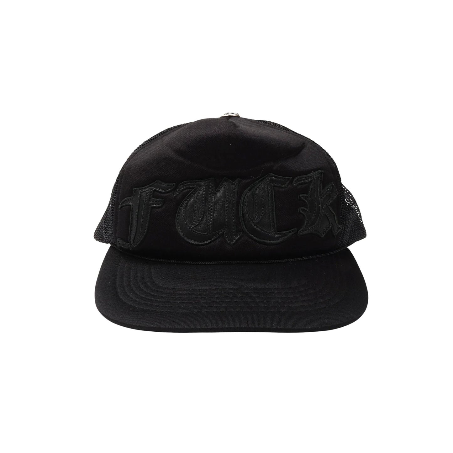 Chrome Hearts FUCK Leather Trucker Black/Black