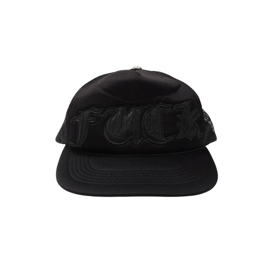 Chrome Hearts FUCK Leather Trucker Black/Black