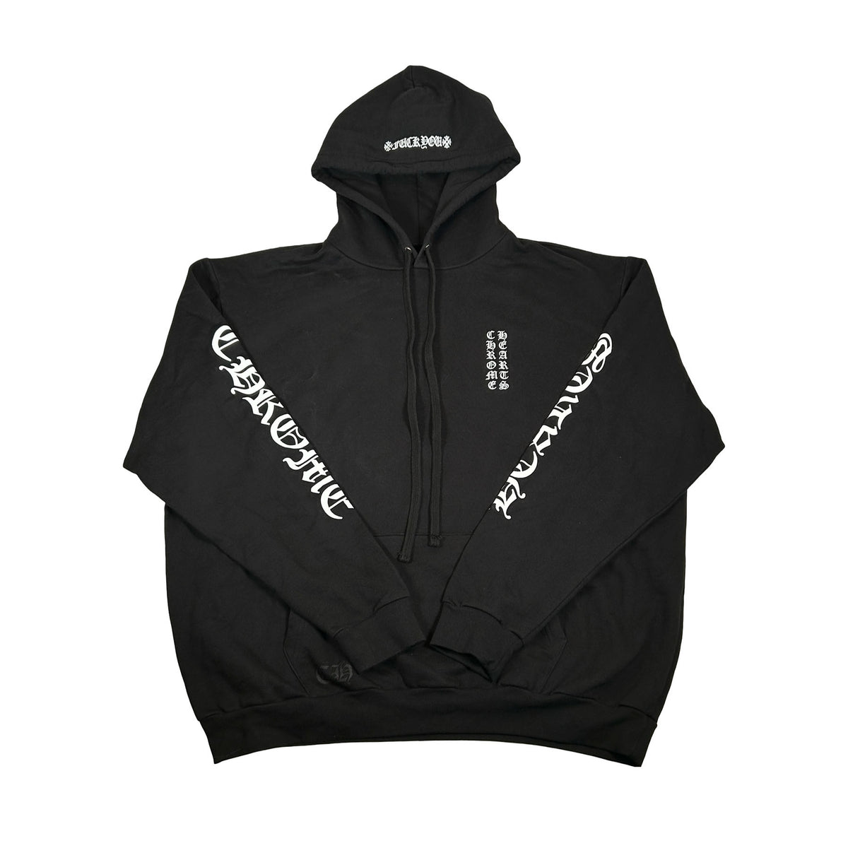 Chrome Hearts Vertical Logo Fuck You Hoodie Black / White [USED] - 2XL (Used)