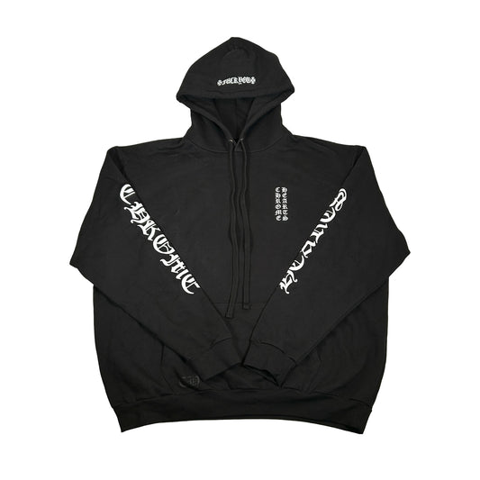 Chrome Hearts Vertical Logo Fuck You Hoodie Black / White [USED] - 2XL (Used)