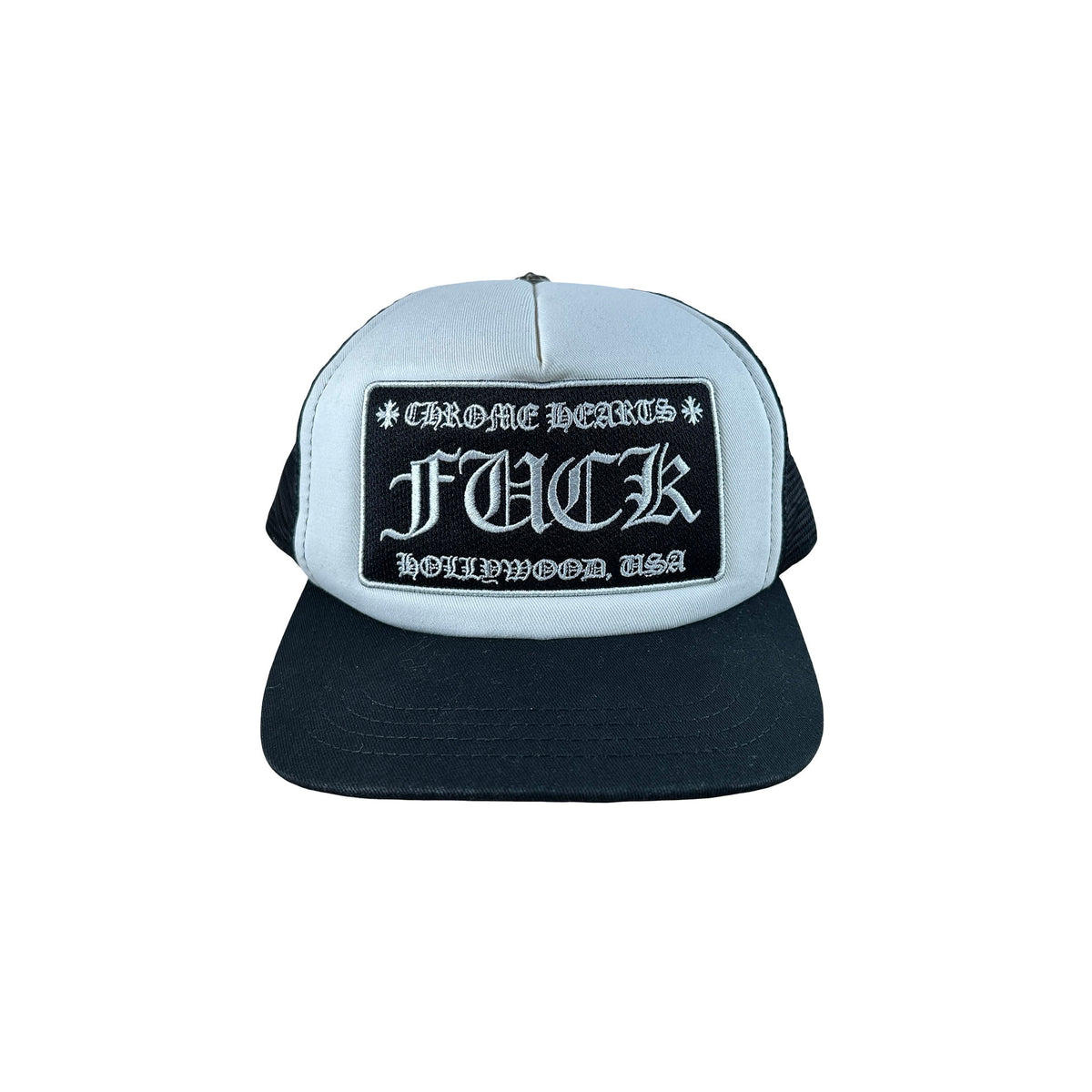 Chrome Hearts FUCK Hollywood Trucker Hat Black/White [USED2]