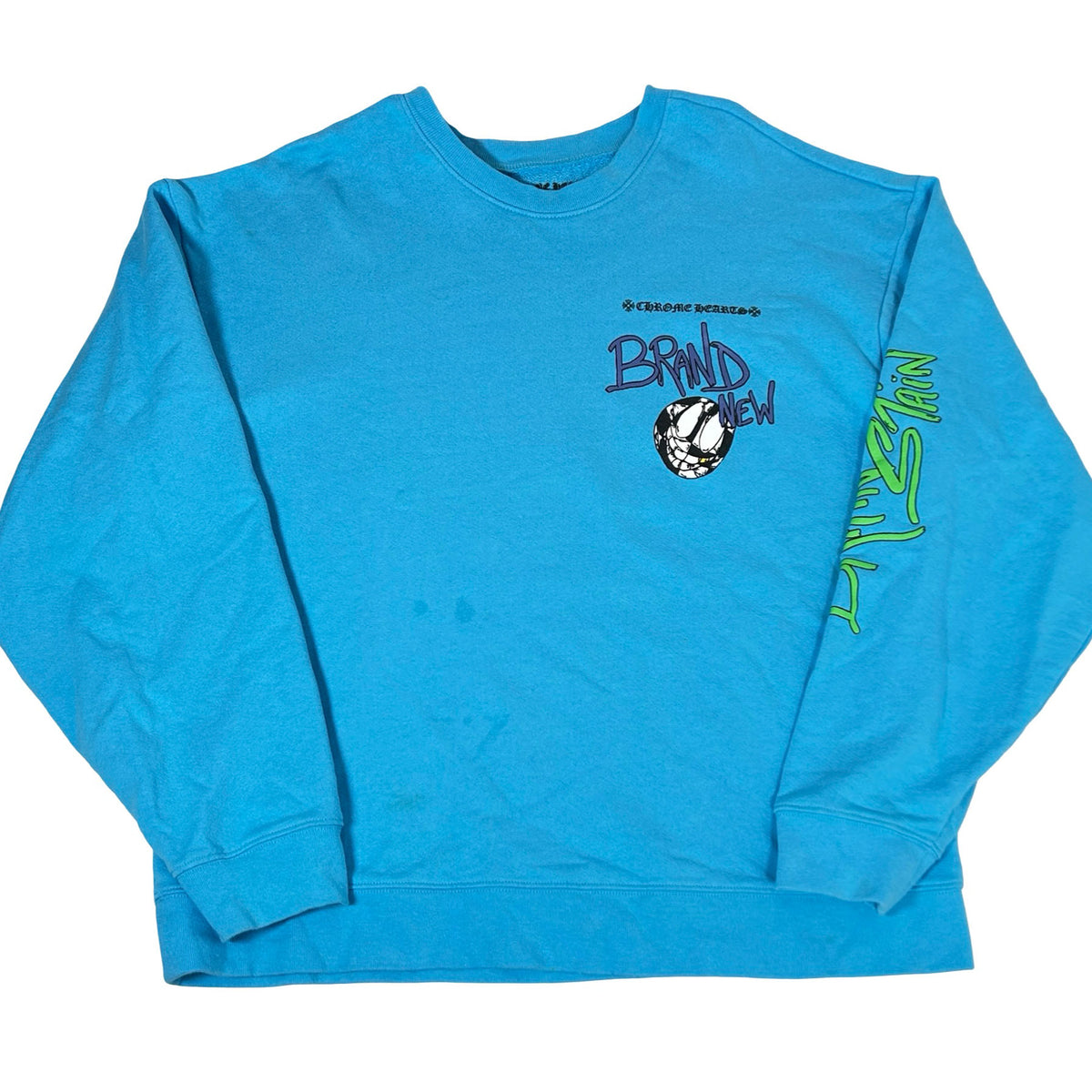 Chrome Hearts x Matty Boy Brain New Crewneck Sweatshirt Blue [USED] - XXL (Used)