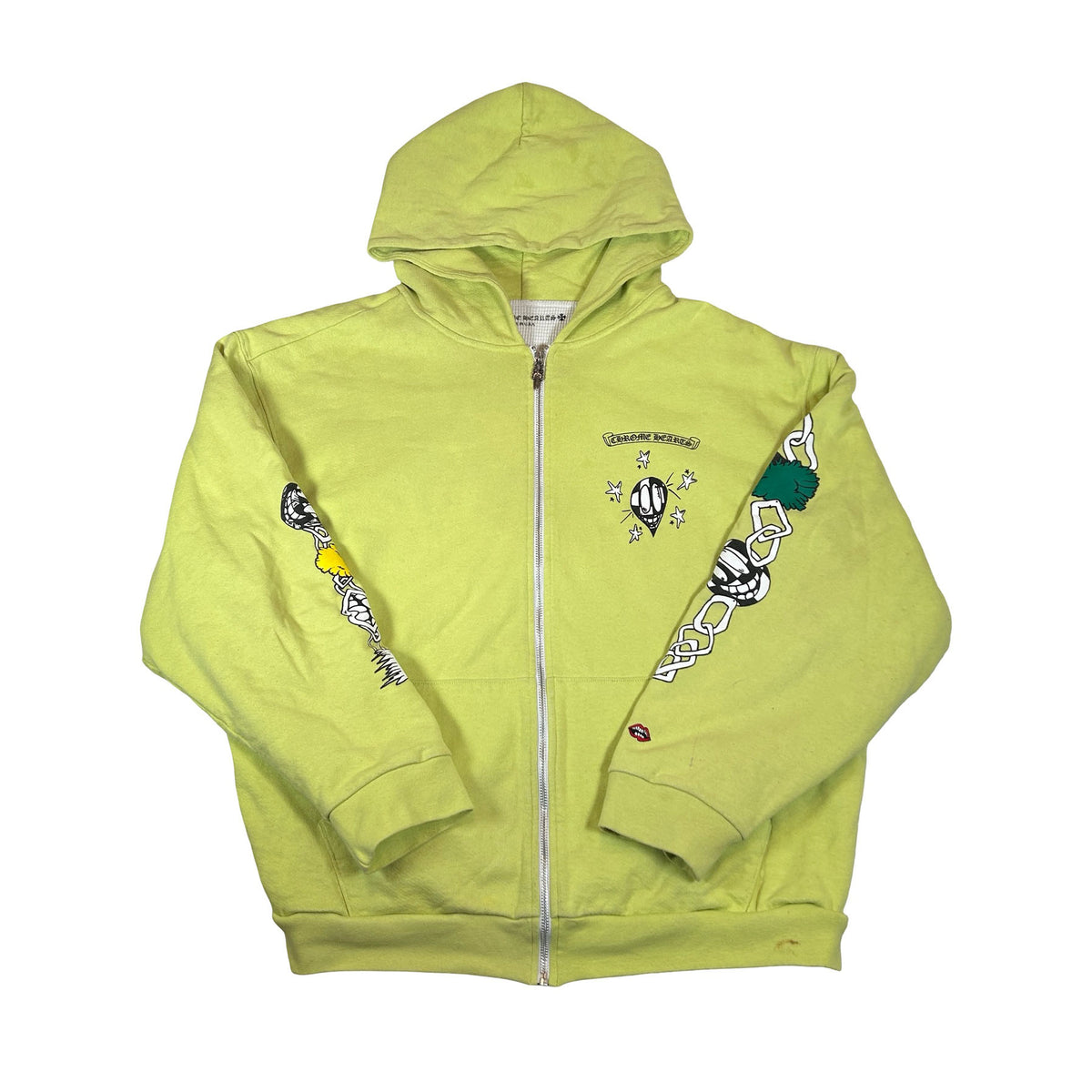 Chrome Hearts Matty Boy Link Zip Up Hoodie Lime Green [USED] - 2XL (Used)