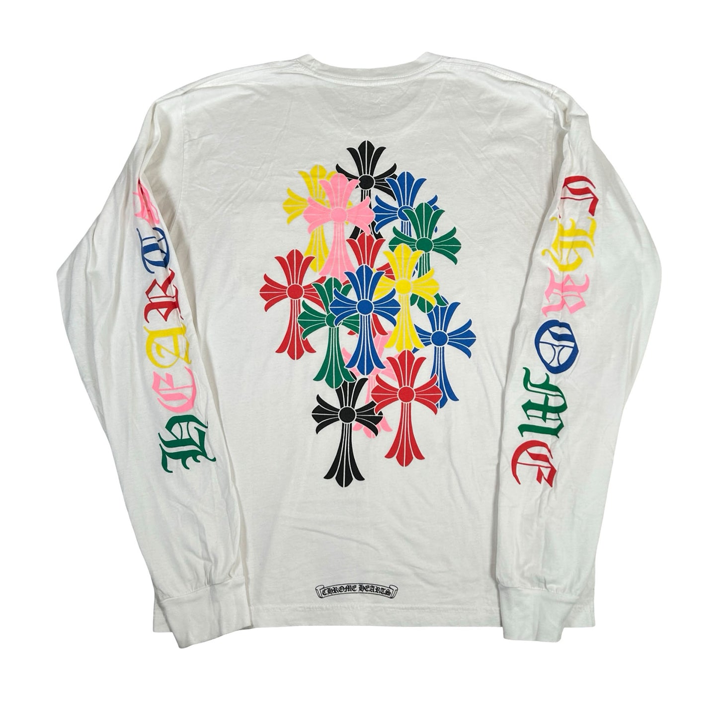 Chrome Hearts Multi Color Cross Cemetery L/S T-shirt White [USED] - L (Used)
