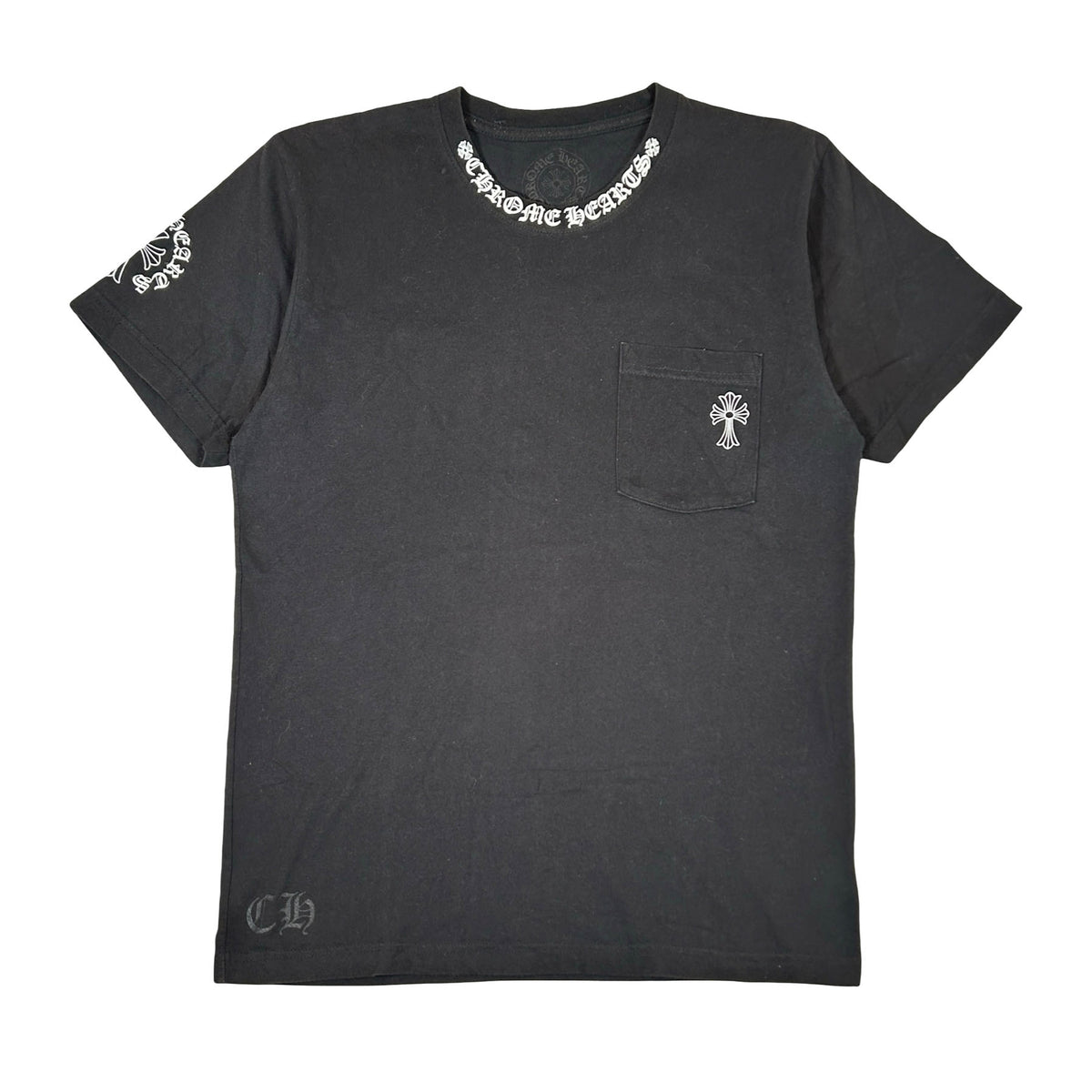 Chrome Hearts Neck Logo Black Cross Pocket Tee [USED] - M (Used)