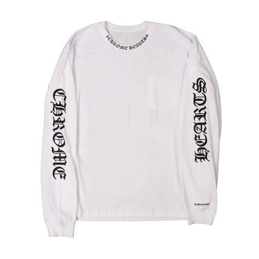 Chrome Hearts Neck Logo Tee Print Long Sleeve T Shirt White