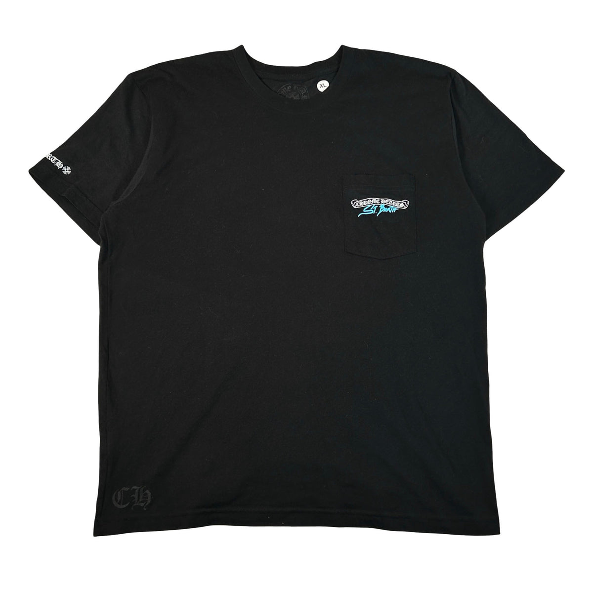 Chrome Hearts St. Barth Scroll Logo Short Sleeve T-Shirt Black [USED] - XL (Used)
