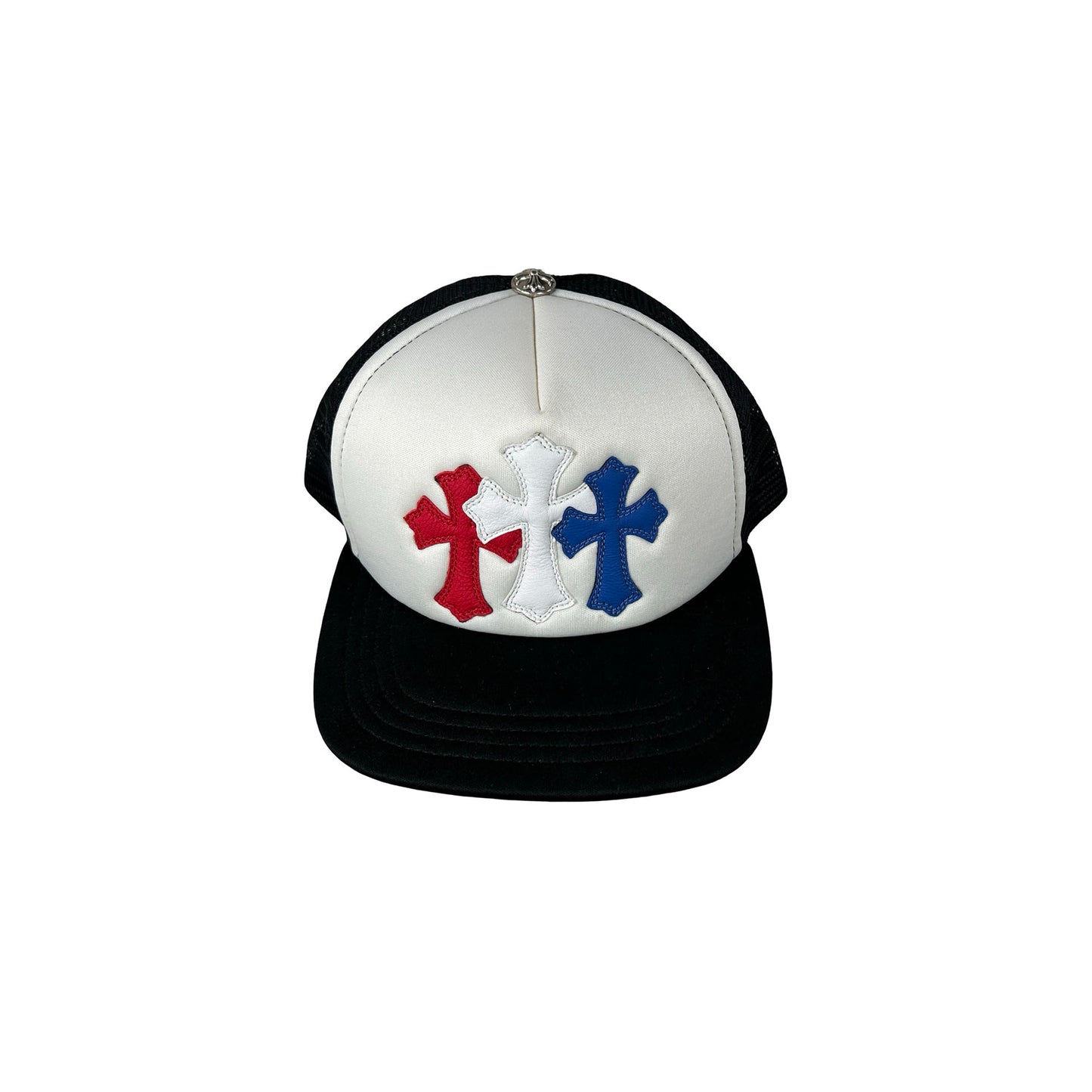 Chrome Hearts Triple Cross Trucker Hat Red/White/Blue [USED]