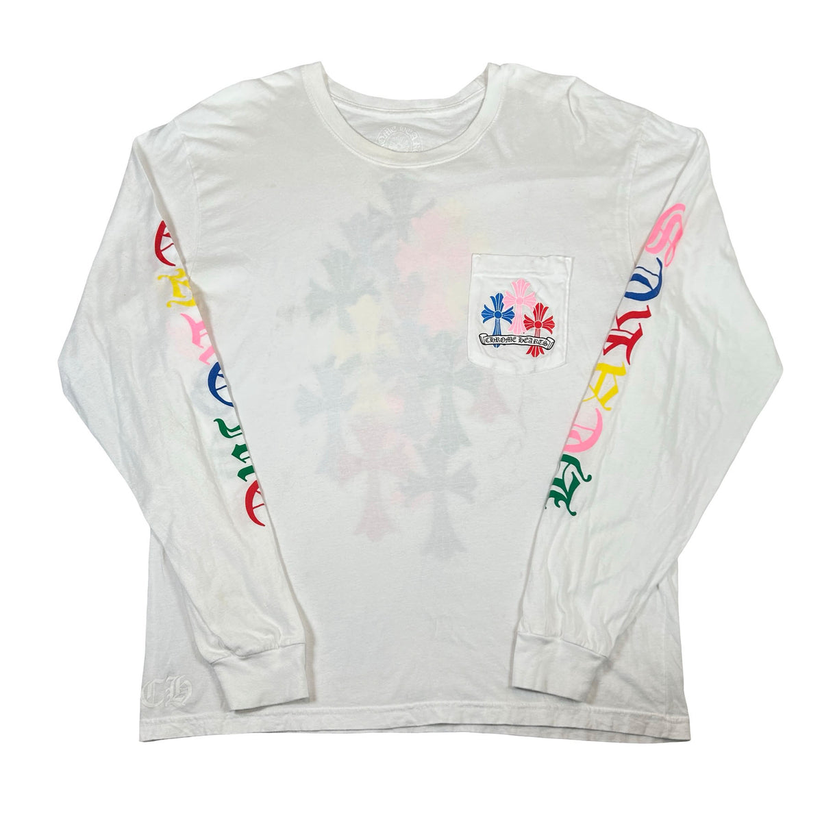 Chrome Hearts Multi Color Cross Cemetery L/S T-shirt White [USED] - XL (Used)