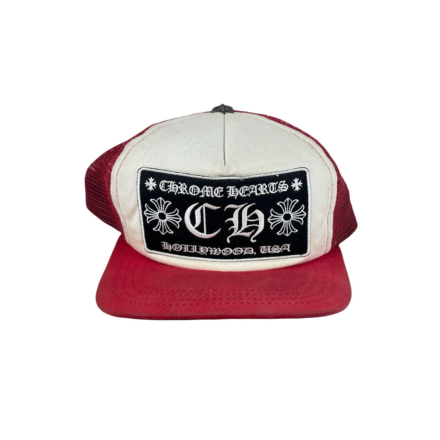 Chrome Hearts CH Hollywood Trucker Hat Red/White [USED2]