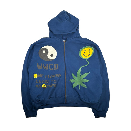 Cactus Plant Flea Market Earth First Zip Hooded Sweatshirt Blue [USED] - L (Used)