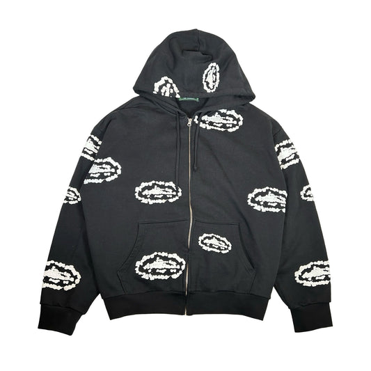 Corteiz x Denim Tears Island Wreath Zip Hoodie Black [USED] - L (Used)