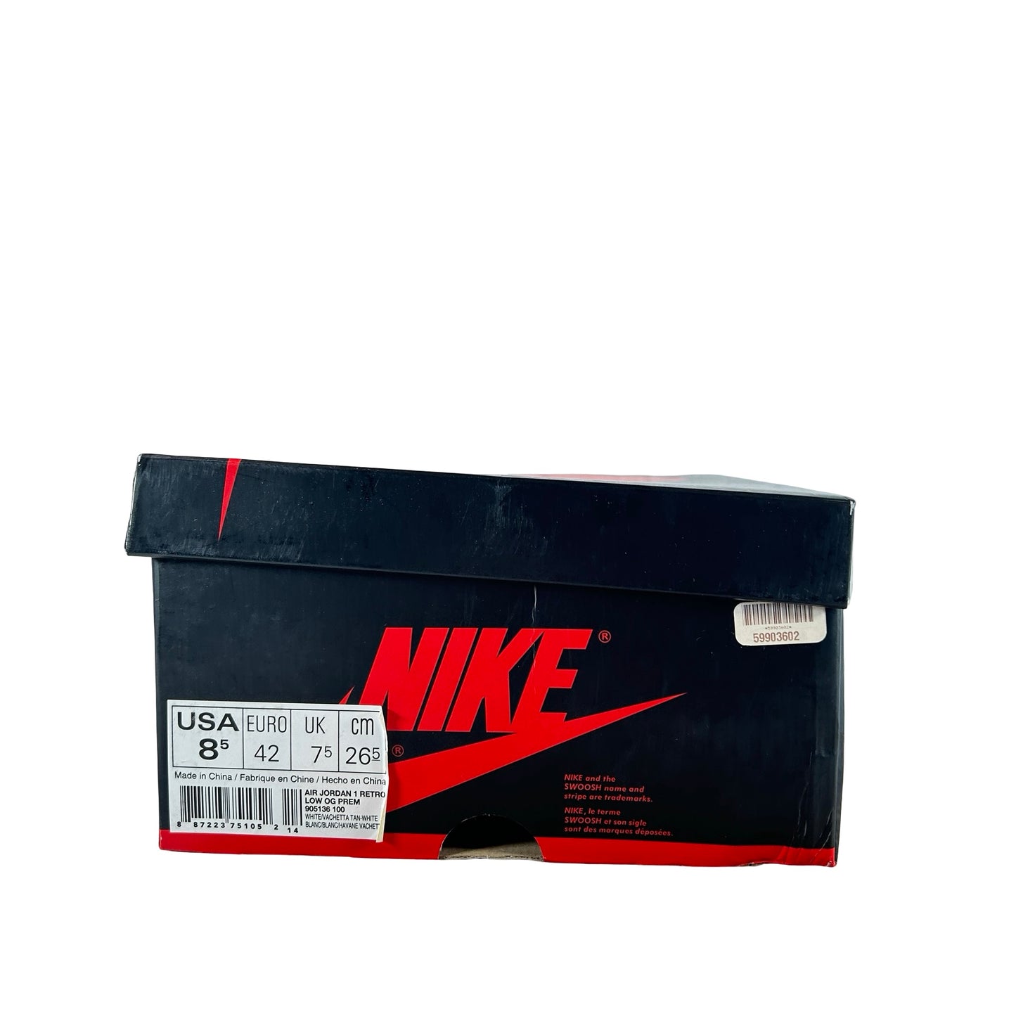905136 100 Jordan 1 Retro Low OG White Vachetta [USED] - 8.5 M (Used)