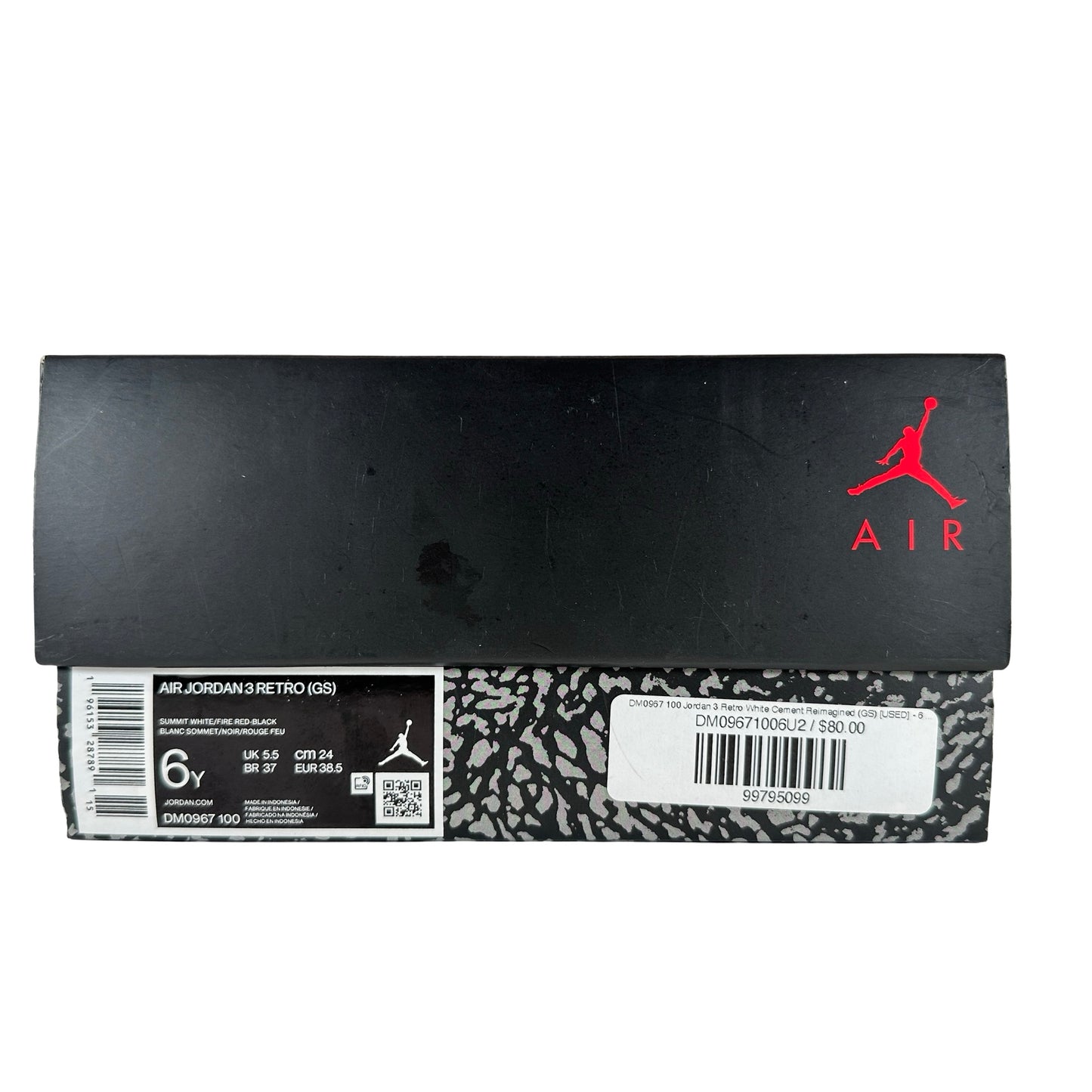 DM0967 100 Jordan 3 Retro White Cement Reimagined (GS) [USED] - 6 Y (Used3)