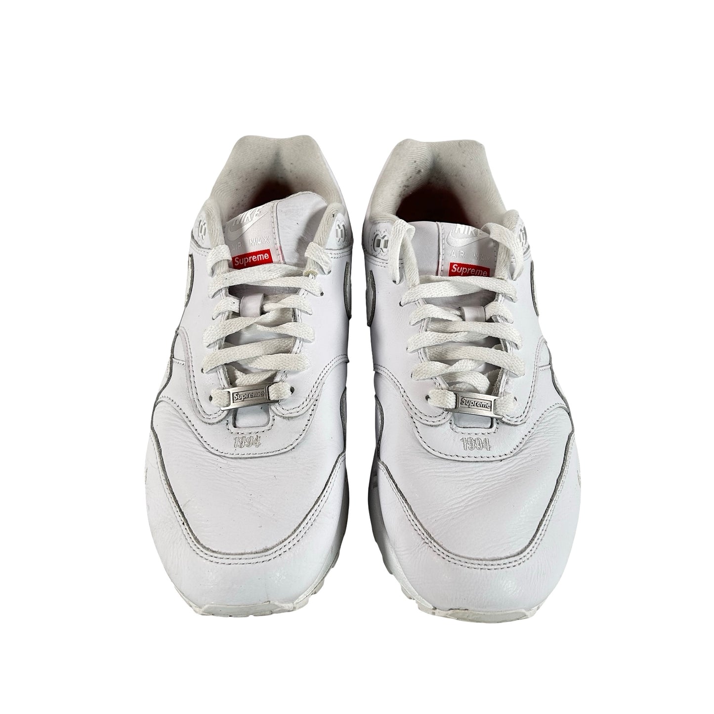 HF8813 100 Nike Air Max 1 '87 SP Supreme Triple White [USED] - 9.5 M (Used)