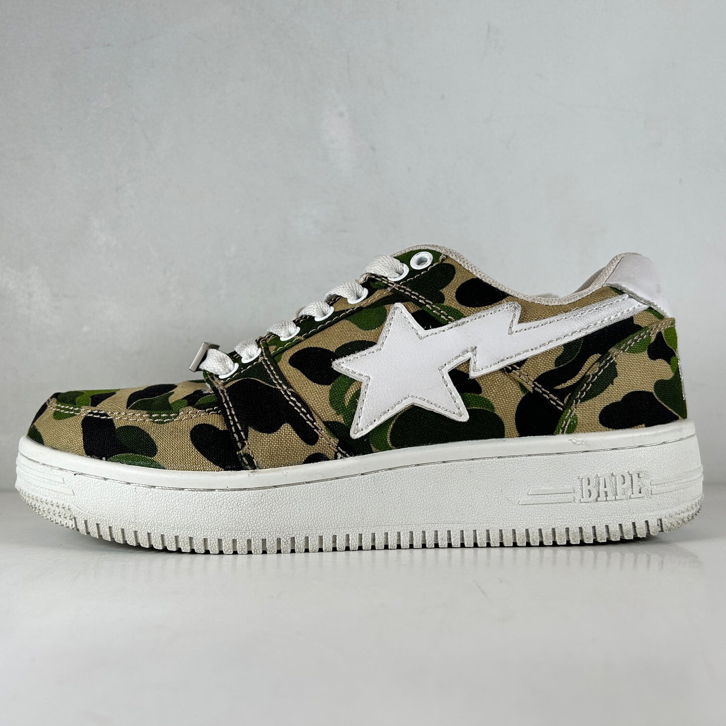 1C70191020 A Bathing Ape Bape Sta Low ABC Camo 20th Anniversary Green [USED] - 7.5 M (Used) (Replace Box)