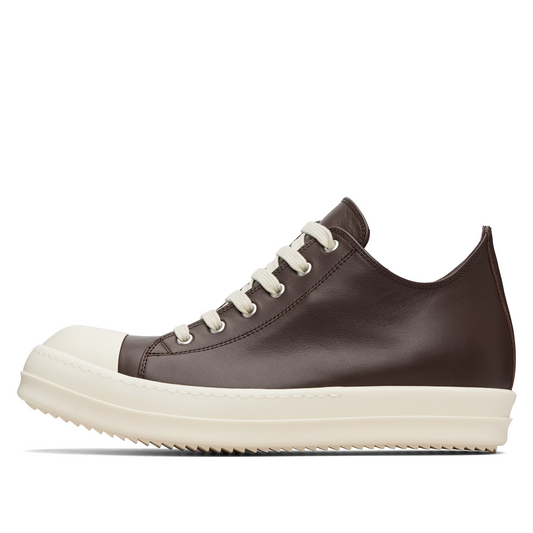 RU01E5891 LGY 1411 Rick Owens Low Sneaks in Mahogany/Milk