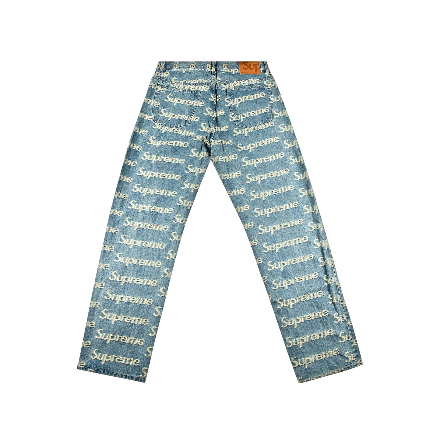 Supreme Frayed Logos Regular Jean Blue [USED] - 34 (Used)
