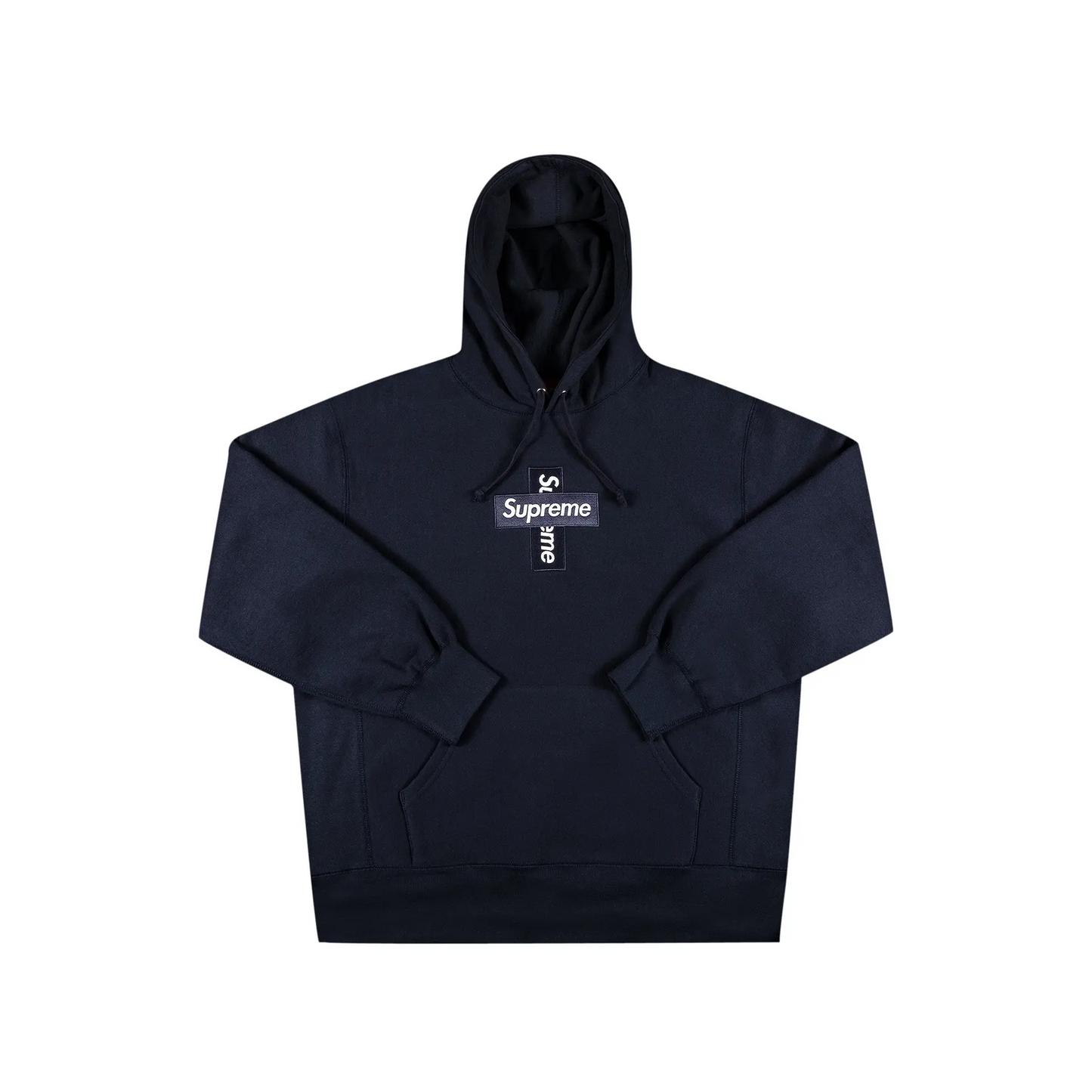 Supreme Cross Box Logo Hooded Sweatshirt Navy [USED] - XL (Used)