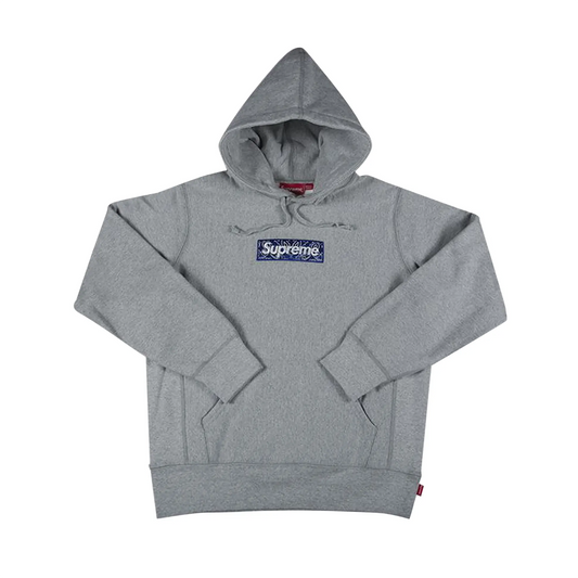 Supreme Bandana Box Logo Hooded Sweatshirt Heather Grey