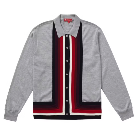 Supreme Corner Stripe Polo Sweater Grey [USED] - S (Used)