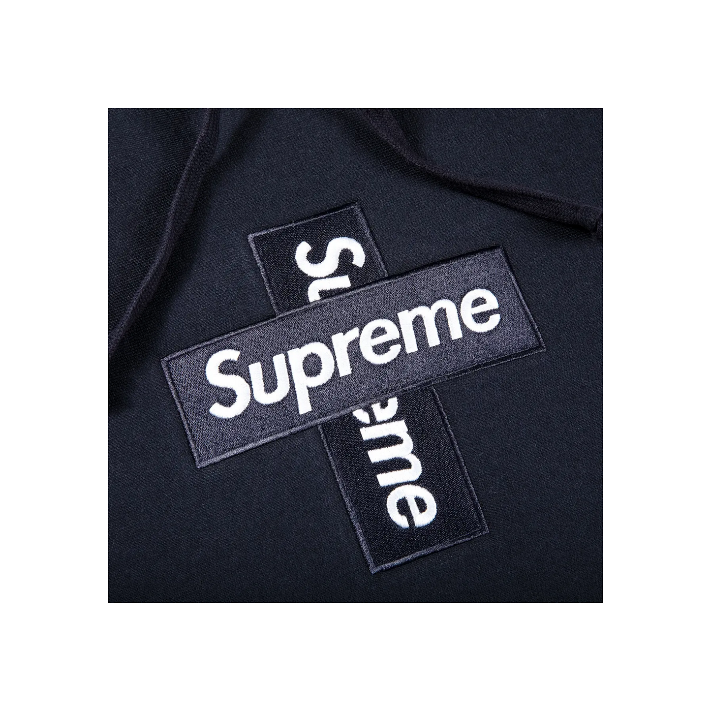 Supreme Cross Box Logo Hooded Sweatshirt Navy [USED] - XL (Used)