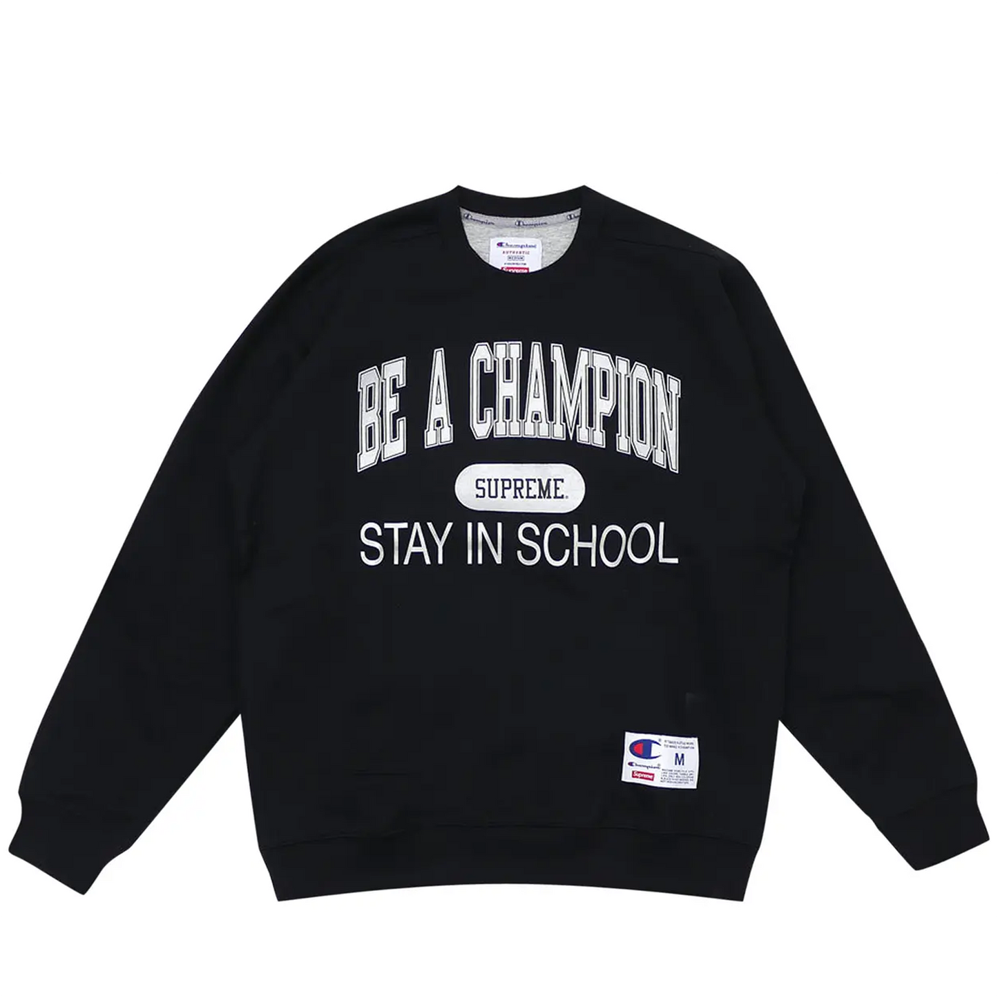 Supreme Champion Stay In School Crewneck Black [USED] - M (Used)
