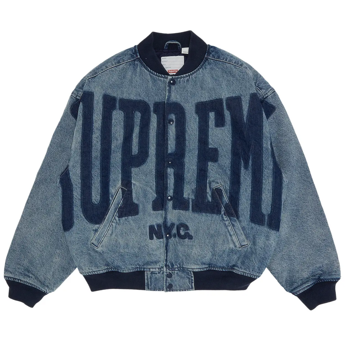 Supreme Washed Knockout Denim Varsity Jacket Washed Blue [USED] - S (Used)