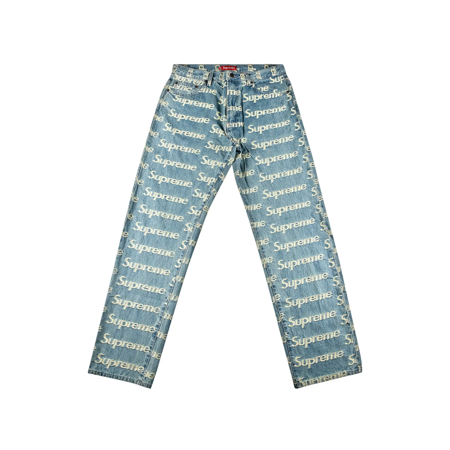 Supreme Frayed Logos Regular Jean Blue [USED] - 34 (Used)