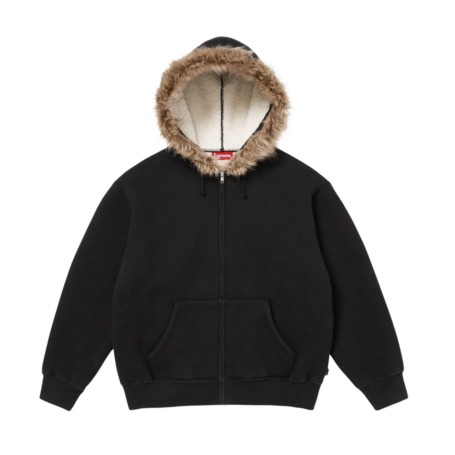 Supreme Faux Fur Zip Up Hooded Sweatshirt Black [USED] - M (Used)