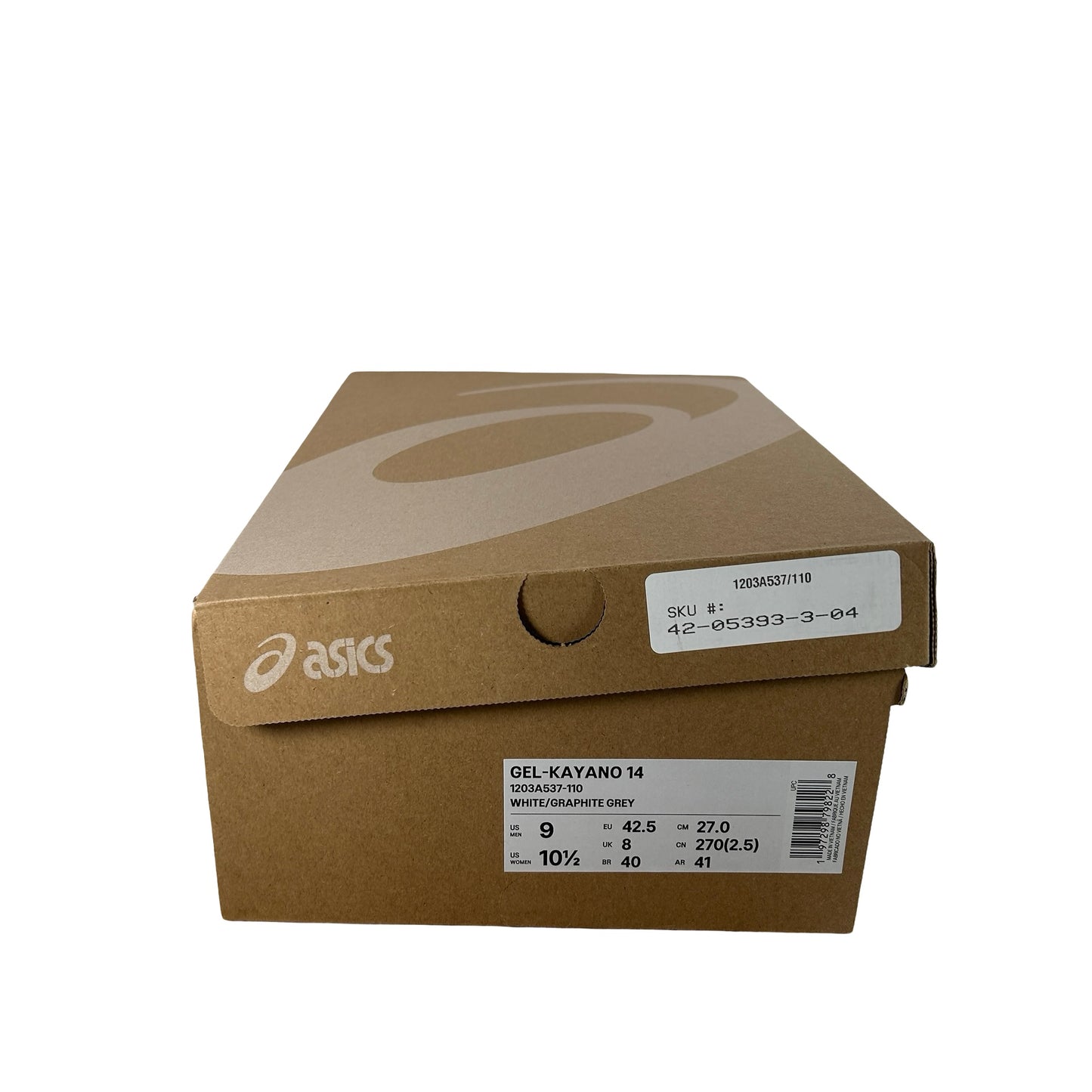 1203A537 110 ASICS Gel-Kayano 14 White Graphite Grey [USED] - 9 M (Used)