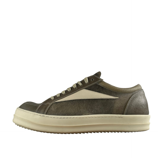 RR01E5897LCTLCO Rick Owens Vintage Sneaks Transparent Leather Dust Milk [USED] - 44 EU (Used)