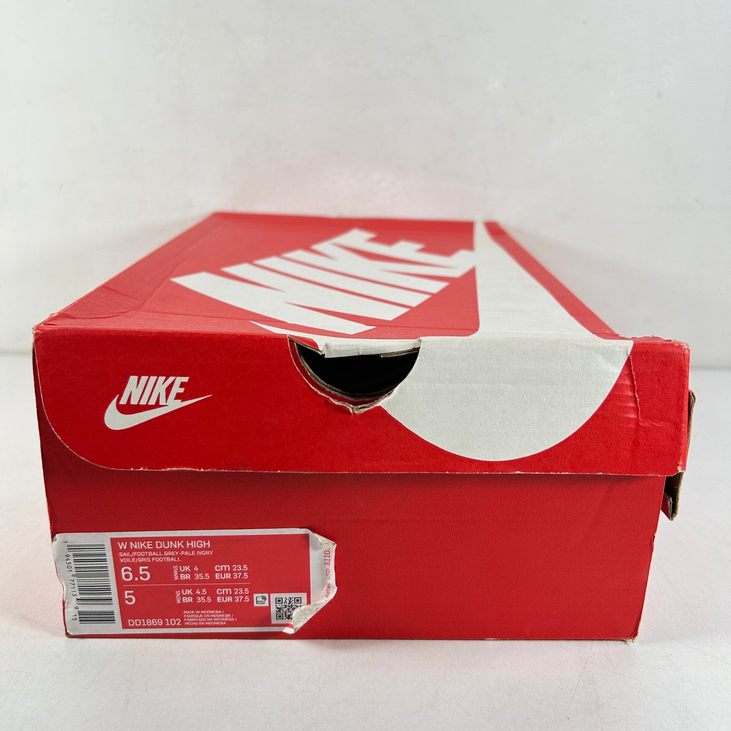 DD1869 102 Nike Dunk High Sail Football Grey (Women's) [USED] - 6.5 W (Used)