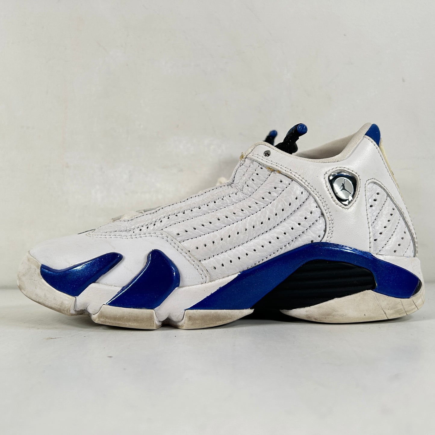 487524 104 Jordan 14 Retro White Hyper Royal (GS) [USED] - 4 Y (Used)