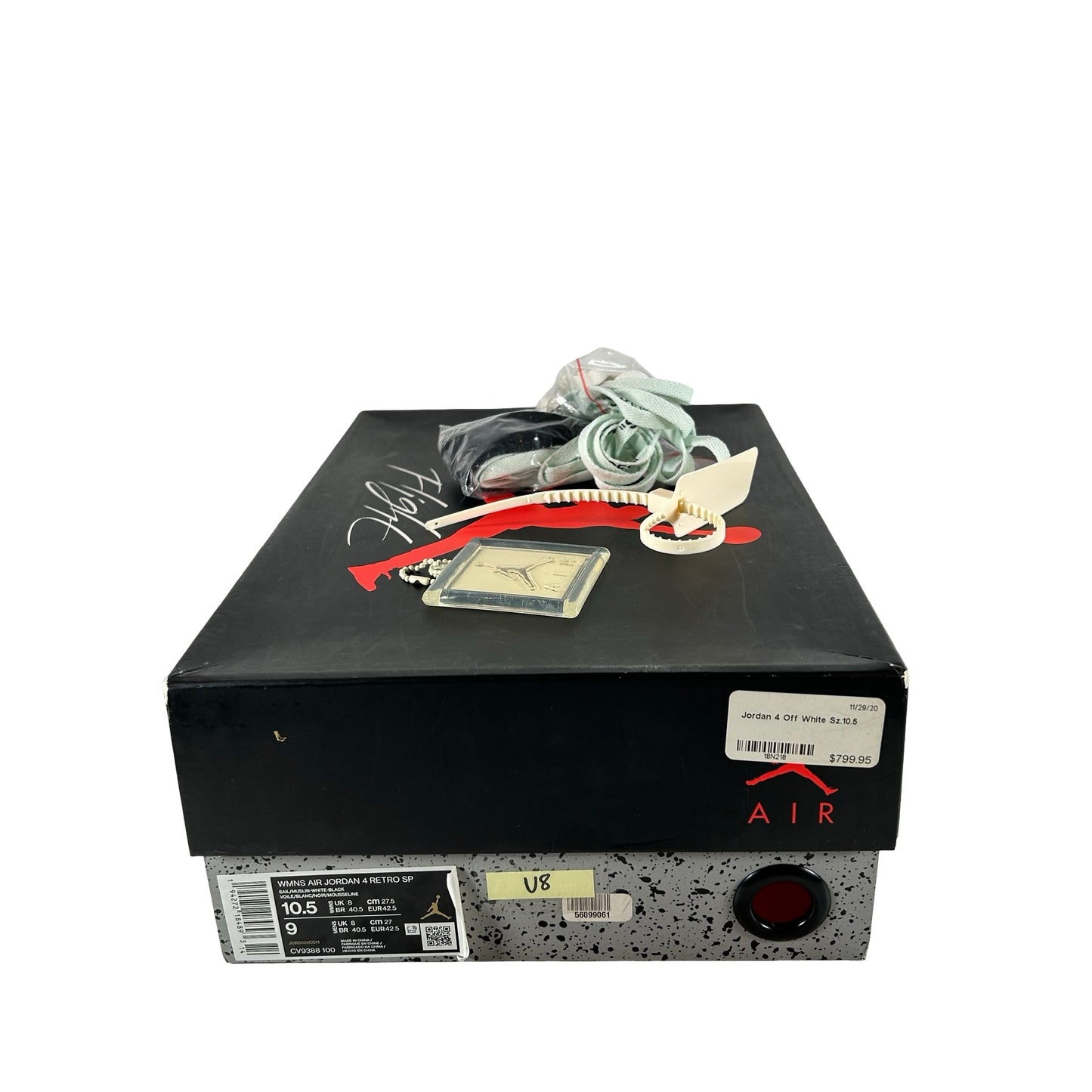 CV9388 100 Jordan 4 Retro Off-White Sail (Women's) [USED] - 10.5 W (Used8)