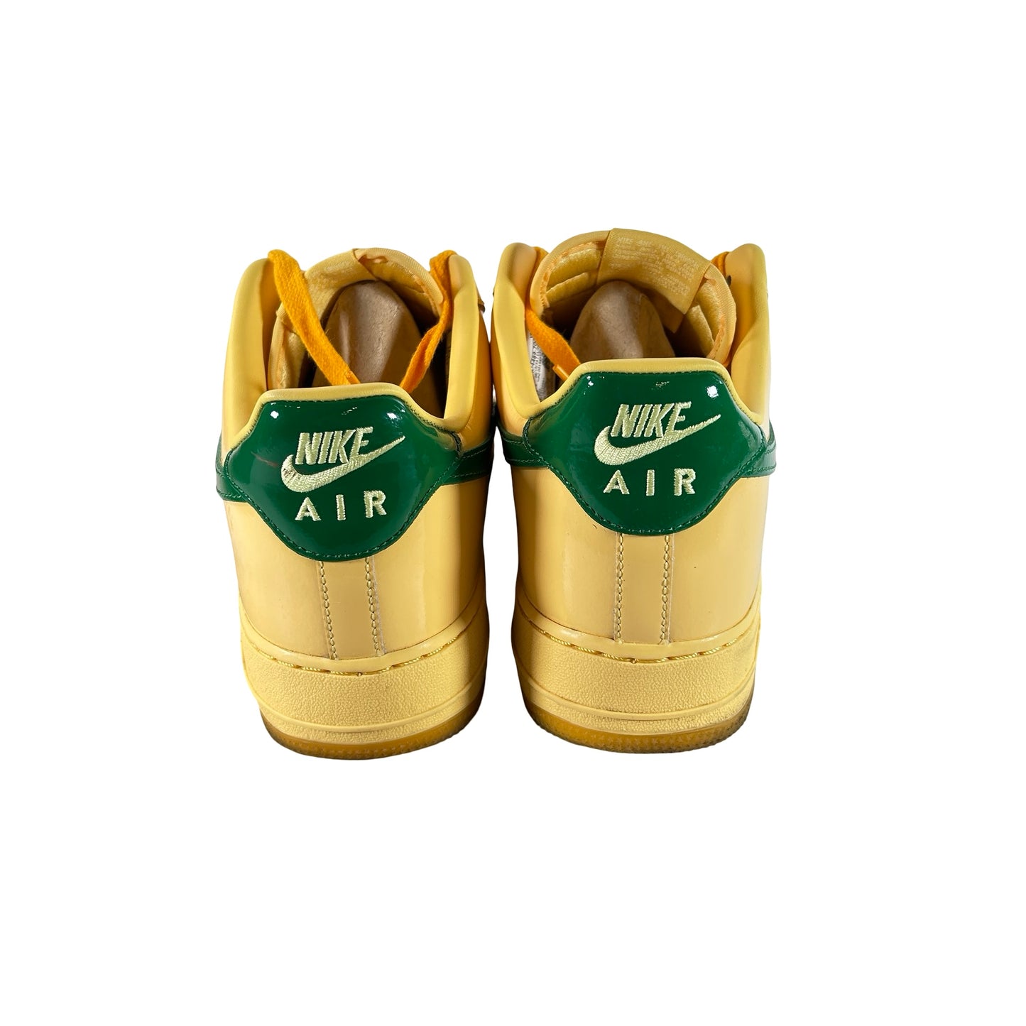 IO4489 700 Nike Air Force 1 Low Patent Leather Topaz Gold Pine Green [USED] - 12.5 M (Used)
