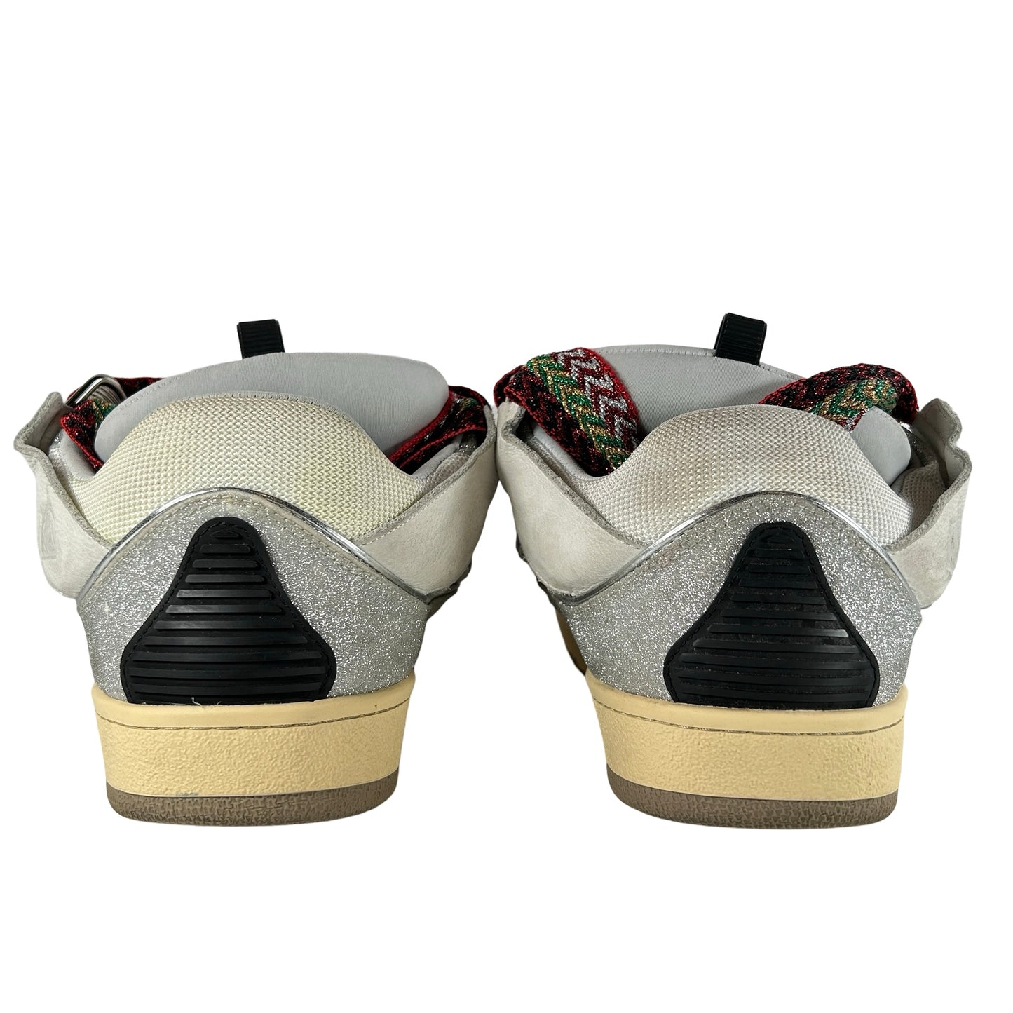FMSKRK11DRLXA22 Lanvin Curb Leather and Glitter Sneakers 'White' [USED] - 47 (Used) (No Box)