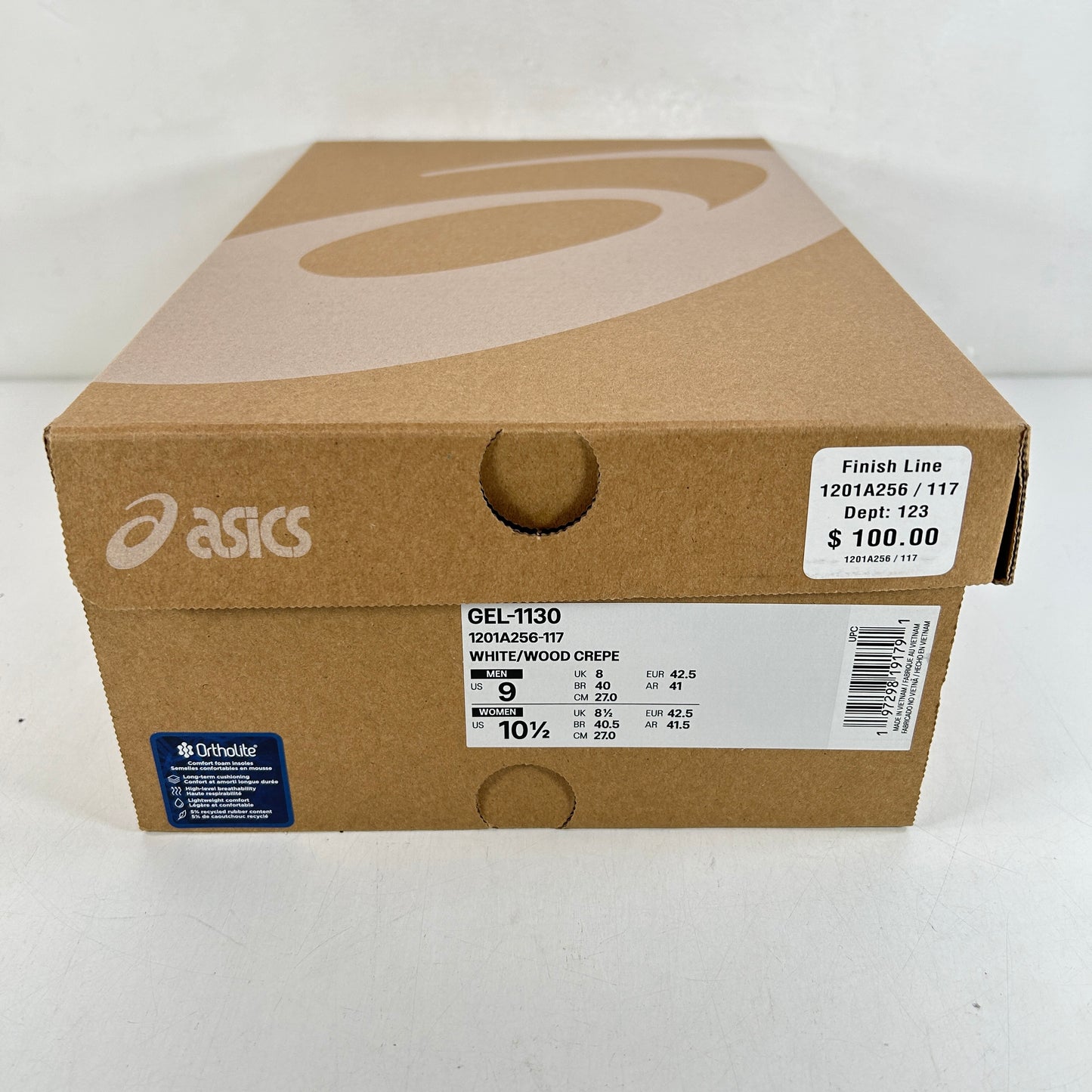 1201A256 117 ASICS Gel-1130 White Wood Crepe [USED] - 9 M (Used)