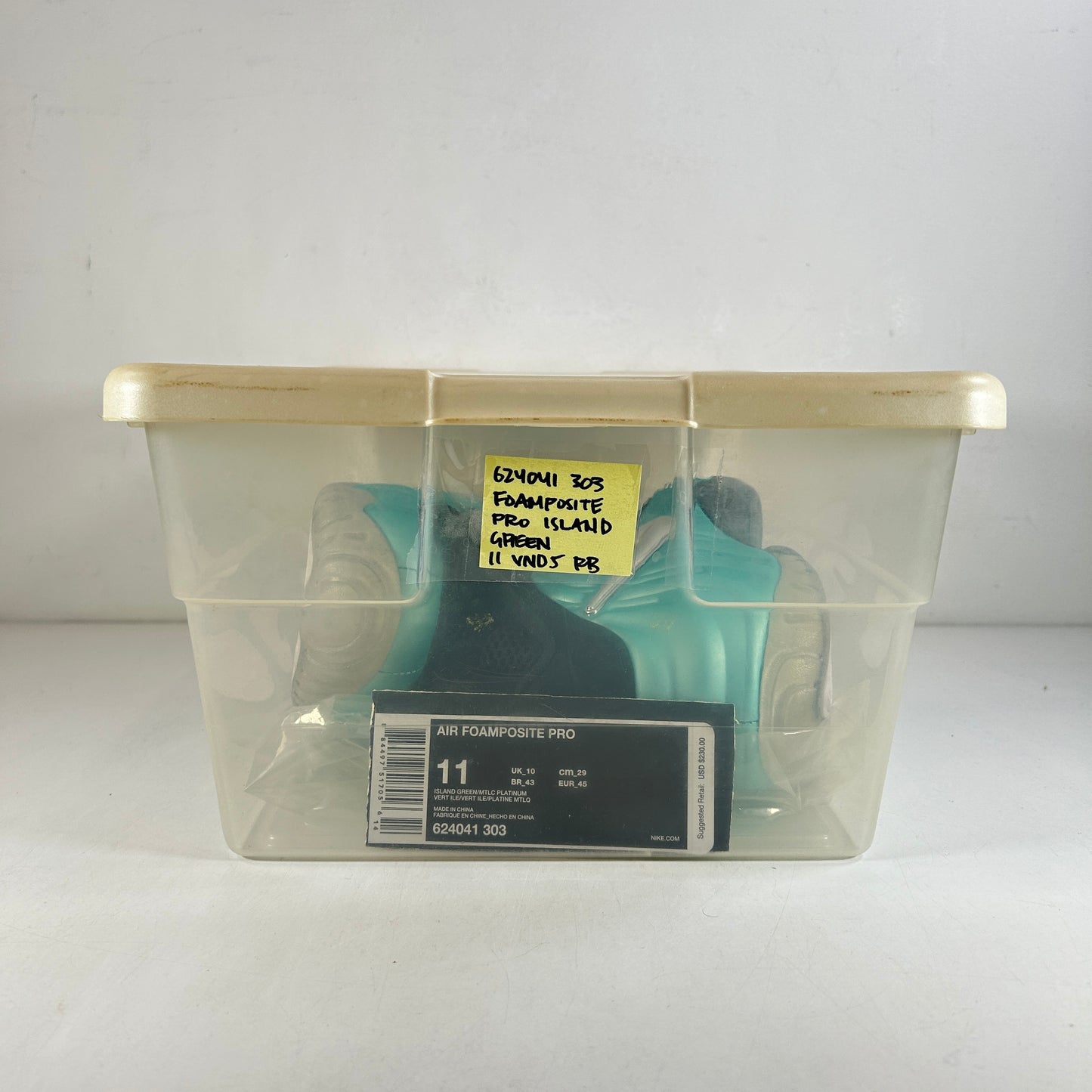 624041 303 Air Nike Foamposite Pro Island Green [USED] - 11 M (VNDS) (Replace Box)