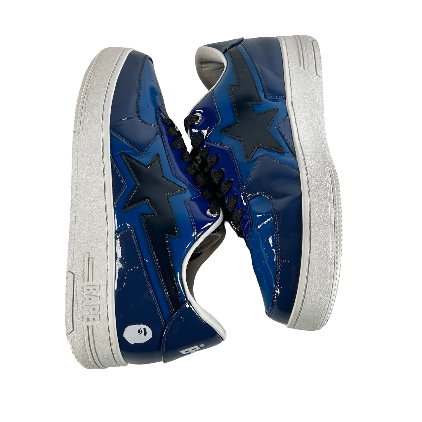 001FWK801308 A Bathing Ape Bape Sta Icon Low Navy Blue Patent [USED] - 11 M (Used)