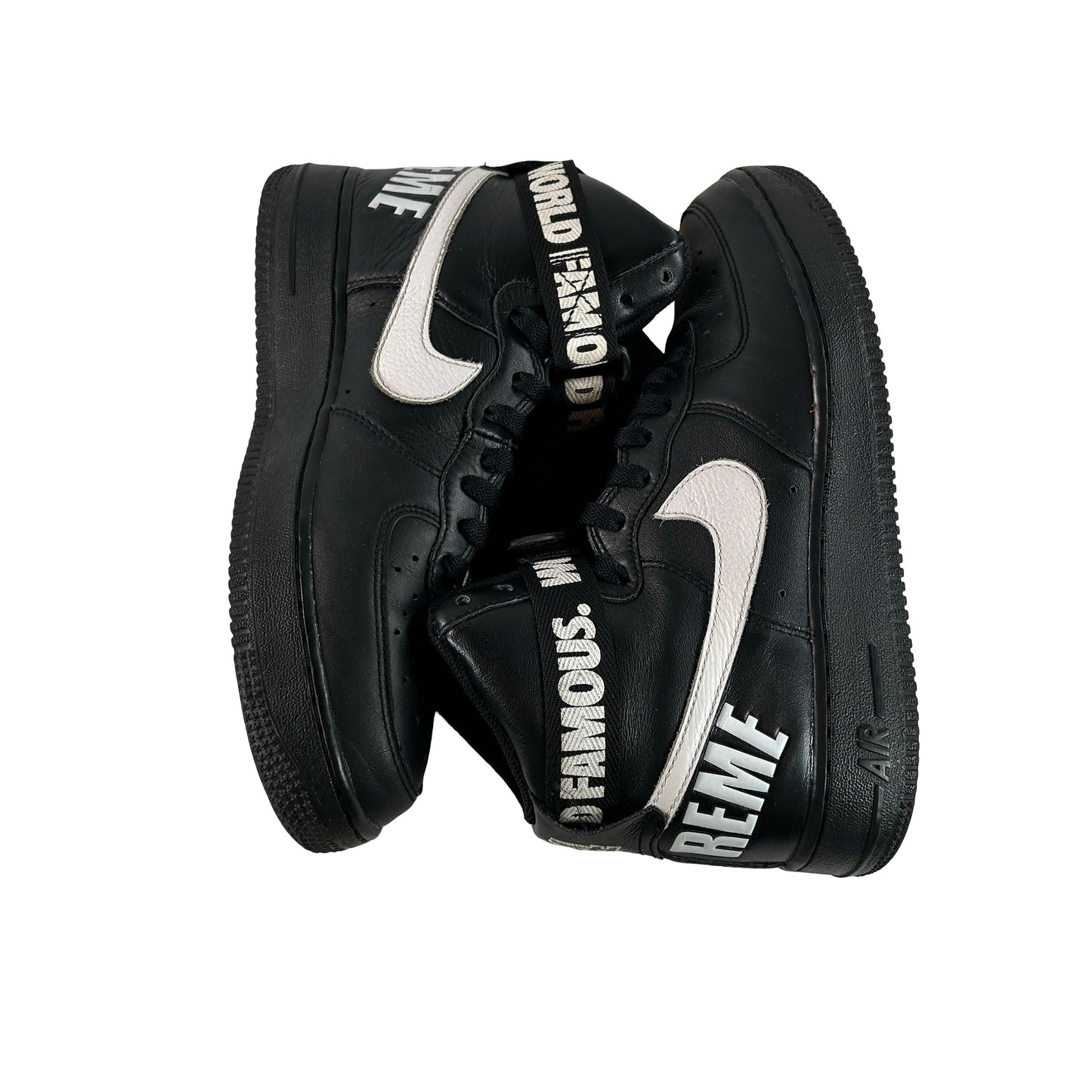 698696 010 Nike Air Force 1 High Supreme World Famous Black [USED] - 8 M (Used) (No Box)