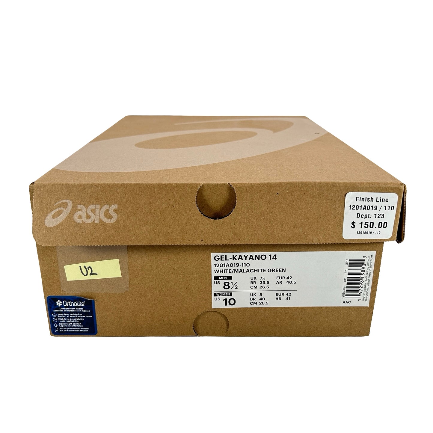 1201A019 110 ASICS Gel-Kayano 14 White Malachite Green [USED] - 8.5 M (Used2)