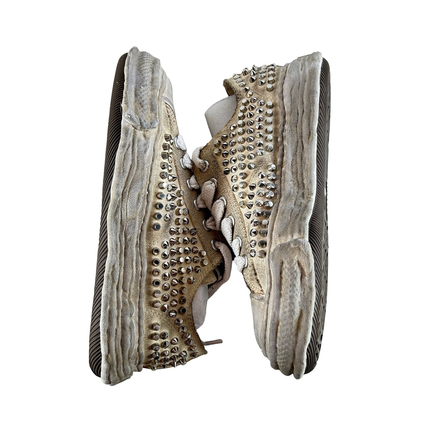 A13FW715 WHT Maison Mihara Yasuhiro Peterson 23 OG Sole Studded Canvas Low White [USED] - 41 EU / 8 M (Used)