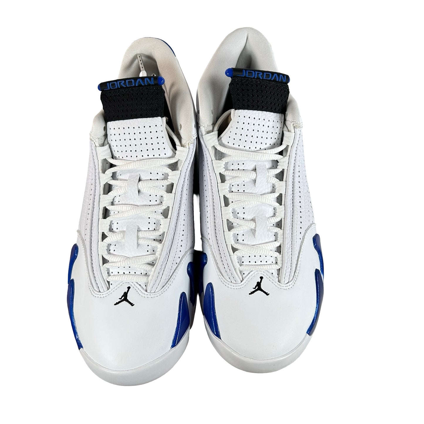 487471 104 Jordan 14 Retro White Hyper Royal - 9 M (Yellowing)