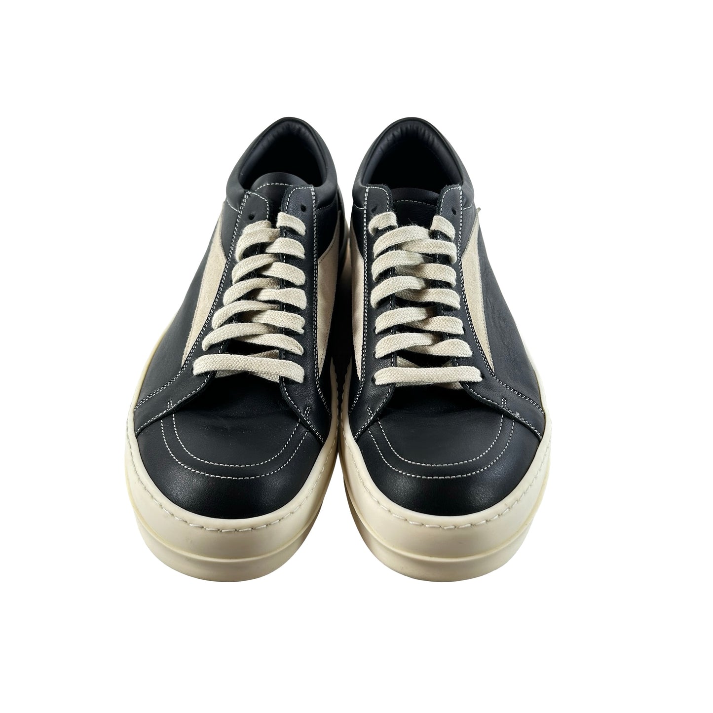 RU01F2897 LBELVS 911 Rick Owens Vintage Low Sneaker Black Milk [USED] - EU 43 (Used) (No Box)