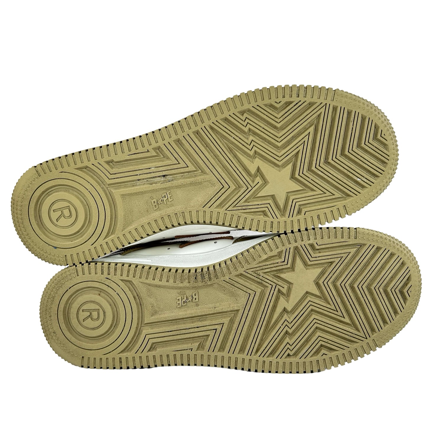 1I70 291 021 A Bathing Ape Bape Sta Patent Leather White Khaki (2023) [USED] - 9 M (Used) (No Box)